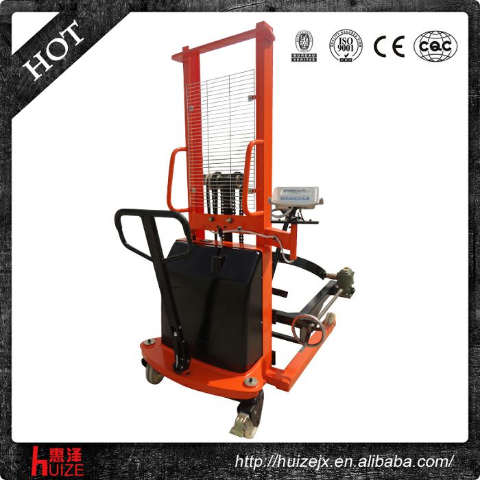 半電動稱重油桶車（夾鐵桶，手搖翻轉(zhuǎn)倒料）